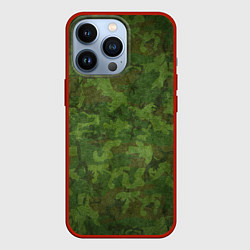 Чехол для iPhone 13 Pro Камуфляж хаки, цвет: 3D-красный