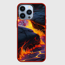 Чехол для iPhone 13 Pro Оранжевая лава, цвет: 3D-красный