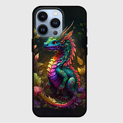 Чехол для iPhone 13 Pro Разноцветный дракончик в лесу, цвет: 3D-черный