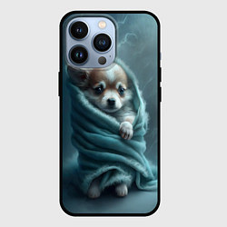 Чехол для iPhone 13 Pro Милый щенок в одеяле, цвет: 3D-черный