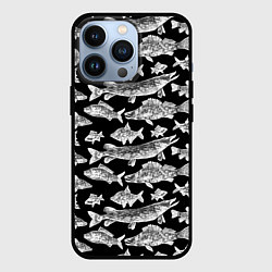 Чехол для iPhone 13 Pro Городской паттерн о рыбалке, цвет: 3D-черный