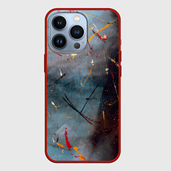 Чехол для iPhone 13 Pro Тёмно-серый туман и краски, цвет: 3D-красный