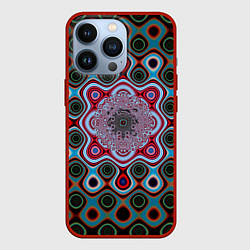 Чехол для iPhone 13 Pro Зеленый круговой узор, цвет: 3D-красный