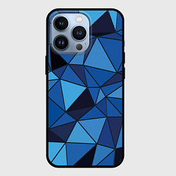 Чехол для iPhone 13 Pro Синие треугольники, абстракт, цвет: 3D-черный