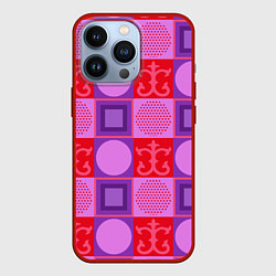 Чехол для iPhone 13 Pro Цветной круг и круг из точек, цвет: 3D-красный