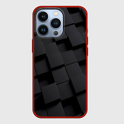 Чехол для iPhone 13 Pro Металлические плитки хром, цвет: 3D-красный
