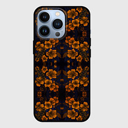 Чехол для iPhone 13 Pro Желто-оранжевые нежные цветы, цвет: 3D-черный