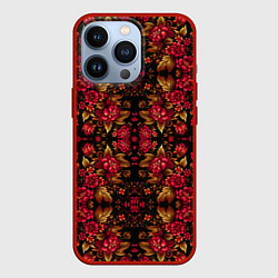 Чехол для iPhone 13 Pro Растительный паттерн под хохлому, цвет: 3D-красный