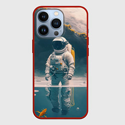 Чехол для iPhone 13 Pro Космонавт в воде на другой планете, цвет: 3D-красный