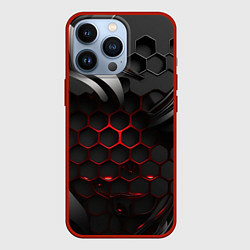 Чехол для iPhone 13 Pro Металлические пластины и красные плиты, цвет: 3D-красный