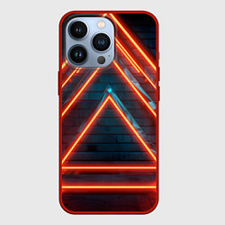 Чехол для iPhone 13 Pro Треугольные неоновые линии, цвет: 3D-красный