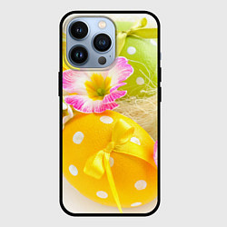 Чехол для iPhone 13 Pro Пасхальные яйца и цветы, цвет: 3D-черный