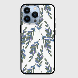 Чехол для iPhone 13 Pro Акварельные веточки на белом - паттерн, цвет: 3D-черный