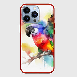 Чехол для iPhone 13 Pro Разноцветный акварельный попугай, цвет: 3D-красный