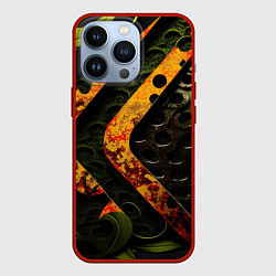 Чехол для iPhone 13 Pro Оранжевые полосы на неровной текстуре, цвет: 3D-красный