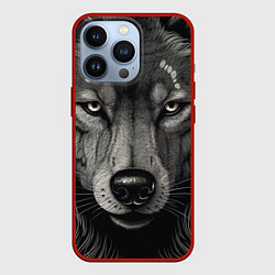 Чехол для iPhone 13 Pro Волк в стиле тату, цвет: 3D-красный