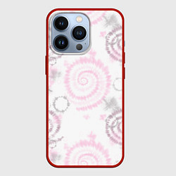 Чехол для iPhone 13 Pro Тай дай пудровый, цвет: 3D-красный