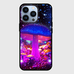 Чехол для iPhone 13 Pro Звезды и неоновые светящиеся грибы, цвет: 3D-черный