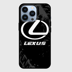 Чехол для iPhone 13 Pro Lexus speed на темном фоне со следами шин, цвет: 3D-черный