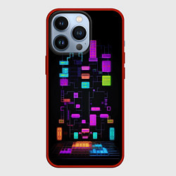 Чехол для iPhone 13 Pro Тетрис неон, цвет: 3D-красный