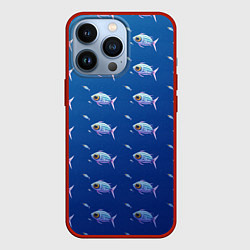 Чехол для iPhone 13 Pro Subnautica паттерн с рыбками, цвет: 3D-красный