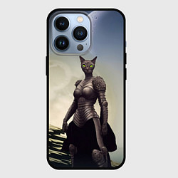 Чехол для iPhone 13 Pro Лунная кошка, цвет: 3D-черный