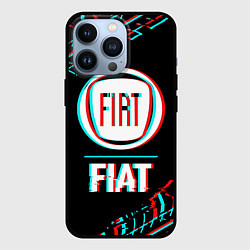 Чехол для iPhone 13 Pro Значок Fiat в стиле glitch на темном фоне, цвет: 3D-черный