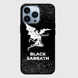 Чехол для iPhone 13 Pro Black Sabbath с потертостями на темном фоне, цвет: 3D-черный