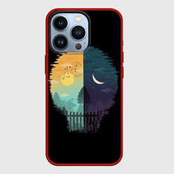 Чехол для iPhone 13 Pro Утро ночь в виде черепа, цвет: 3D-красный