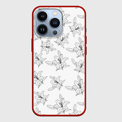 Чехол для iPhone 13 Pro Лилия цветочный паттерн, цвет: 3D-красный