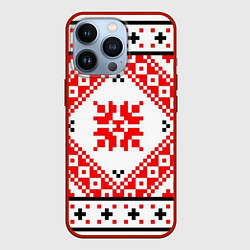 Чехол для iPhone 13 Pro Удмуртский стиль, цвет: 3D-красный