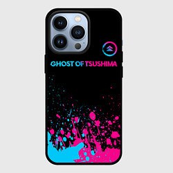 Чехол iPhone 13 Pro Ghost of Tsushima - neon gradient: символ сверху