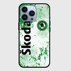 Чехол для iPhone 13 Pro Skoda auto logo, цвет: 3D-черный