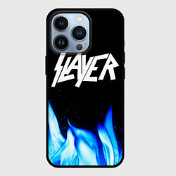Чехол для iPhone 13 Pro Slayer blue fire, цвет: 3D-черный