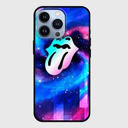 Чехол для iPhone 13 Pro Rolling Stones неоновый космос, цвет: 3D-черный