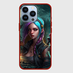 Чехол для iPhone 13 Pro Jinx art Arcane League of Legends, цвет: 3D-красный