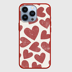 Чехол для iPhone 13 Pro Hearts, цвет: 3D-красный