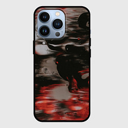 Чехол для iPhone 13 Pro Чёрные и красные волны, цвет: 3D-черный