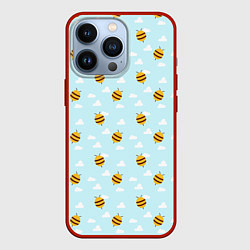 Чехол для iPhone 13 Pro Паттерн облака и пчелы, цвет: 3D-красный