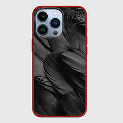 Чехол для iPhone 13 Pro Черные перья ворона, цвет: 3D-красный