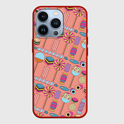 Чехол для iPhone 13 Pro Сладкие конфетки, цвет: 3D-красный