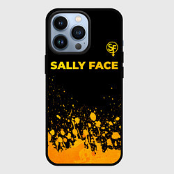 Чехол для iPhone 13 Pro Sally Face - gold gradient: символ сверху, цвет: 3D-черный