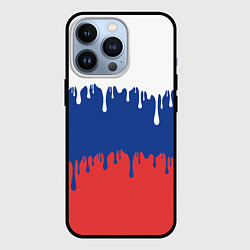 Чехол для iPhone 13 Pro Флаг России - потёки, цвет: 3D-черный