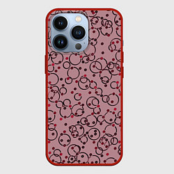 Чехол для iPhone 13 Pro Абстракция круги розовый, цвет: 3D-красный