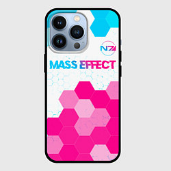 Чехол для iPhone 13 Pro Mass Effect neon gradient style: символ сверху, цвет: 3D-черный