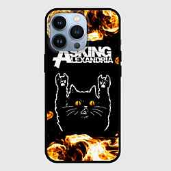 Чехол для iPhone 13 Pro Asking Alexandria рок кот и огонь, цвет: 3D-черный