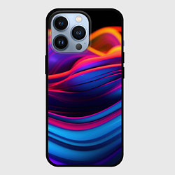 Чехол для iPhone 13 Pro Яркие неоновые волны, цвет: 3D-черный