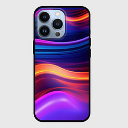 Чехол для iPhone 13 Pro Волнистые неоновые линии, цвет: 3D-черный
