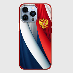 Чехол для iPhone 13 Pro Герб России абстракция, цвет: 3D-красный