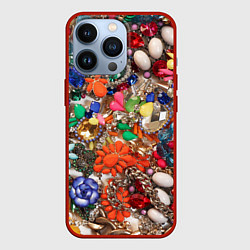Чехол для iPhone 13 Pro Камни и драгоценности, цвет: 3D-красный